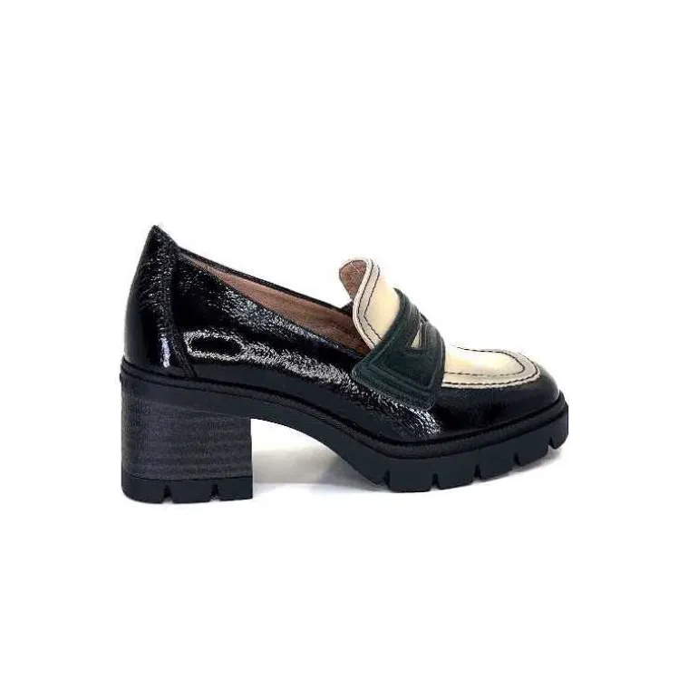 Hispanitas Mocassins Chi 232965 Everest Cuir Vernis Cuir Vert &amp; Beige Noir Store