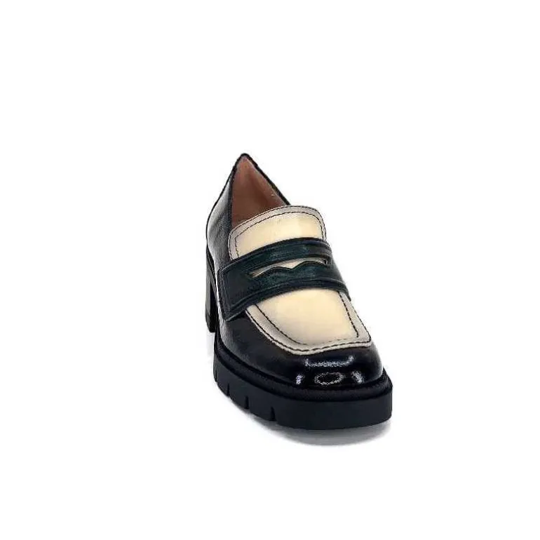 Hispanitas Mocassins Chi 232965 Everest Cuir Vernis Cuir Vert &amp; Beige Noir Store