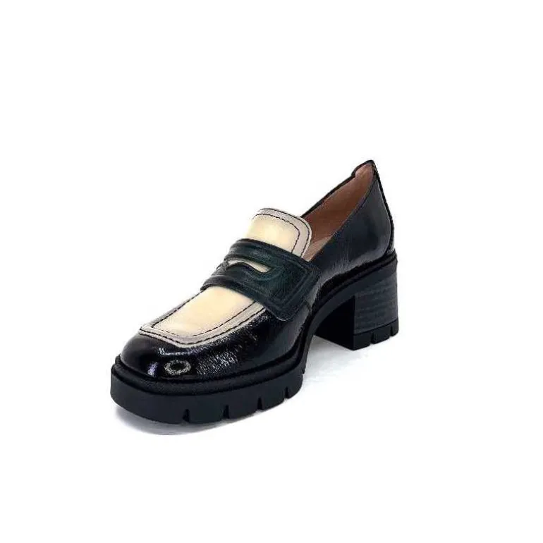Hispanitas Mocassins Chi 232965 Everest Cuir Vernis Cuir Vert &amp; Beige Noir Store