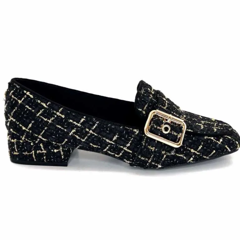 Ivoire0317a Mocassins Ivoire 2303356 4022 Textile Noir Doré NoirOr Store
