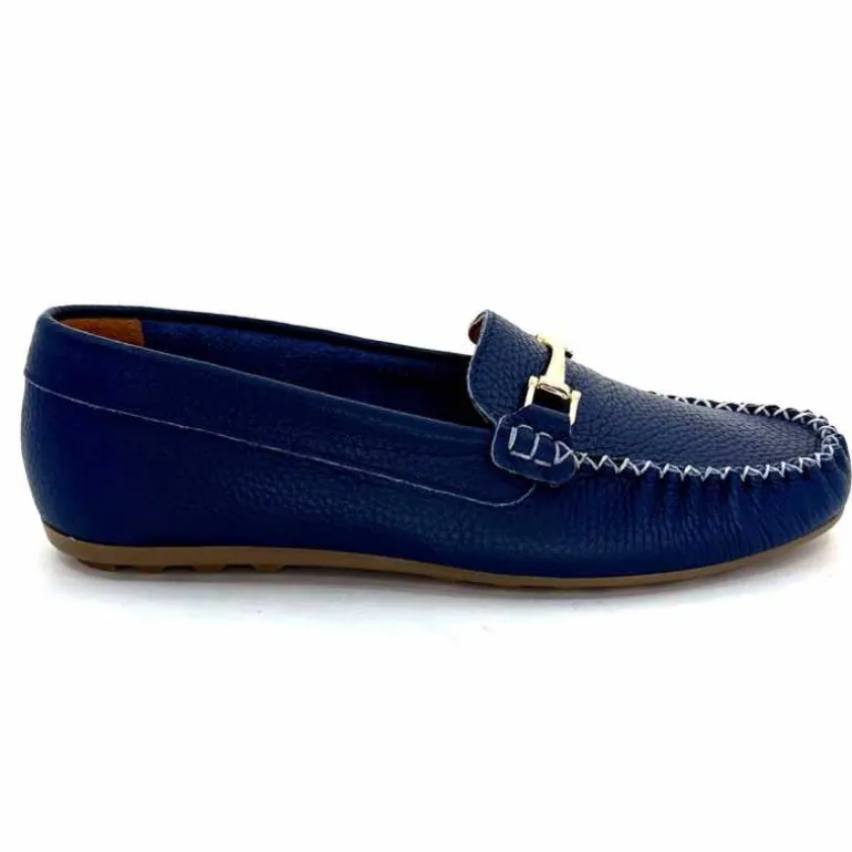 Ivoire0209b Mocassins Ivoire 12052 Cuir Bleu Outlet