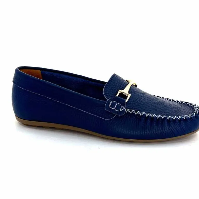 Ivoire0209b Mocassins Ivoire 12052 Cuir Bleu Outlet