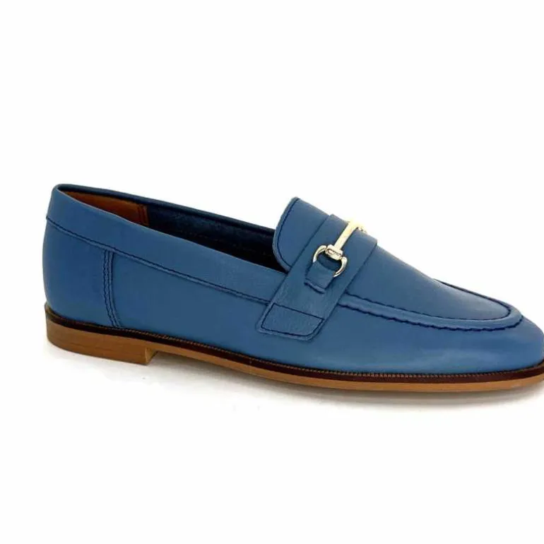 Ivoire0209b Mocassins Ivoire 12646 Cuir Jeans Bleu Best Sale