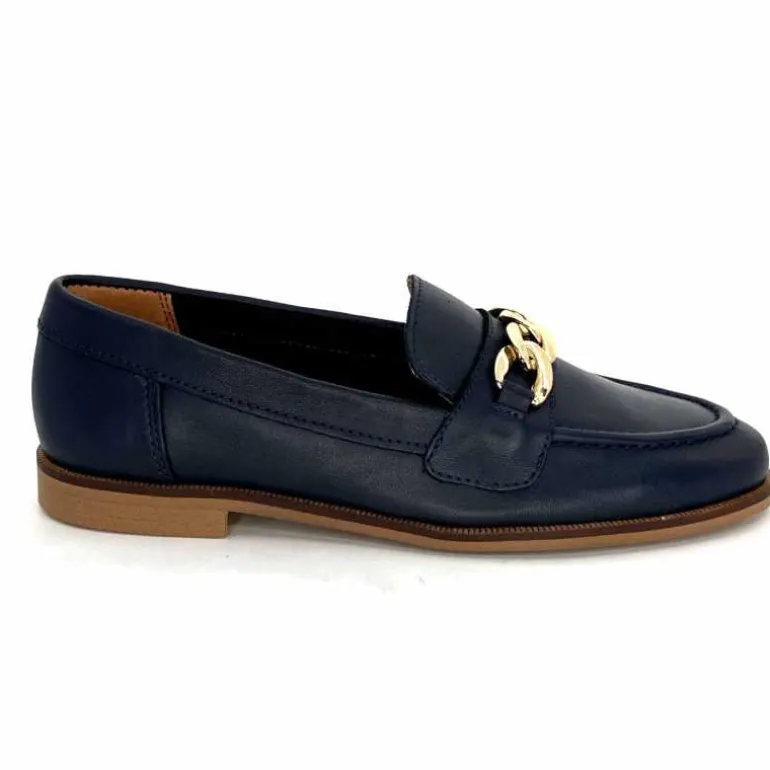 Ivoire0209b Mocassins Ivoire 12779 Cuir Bleu Marine Sale