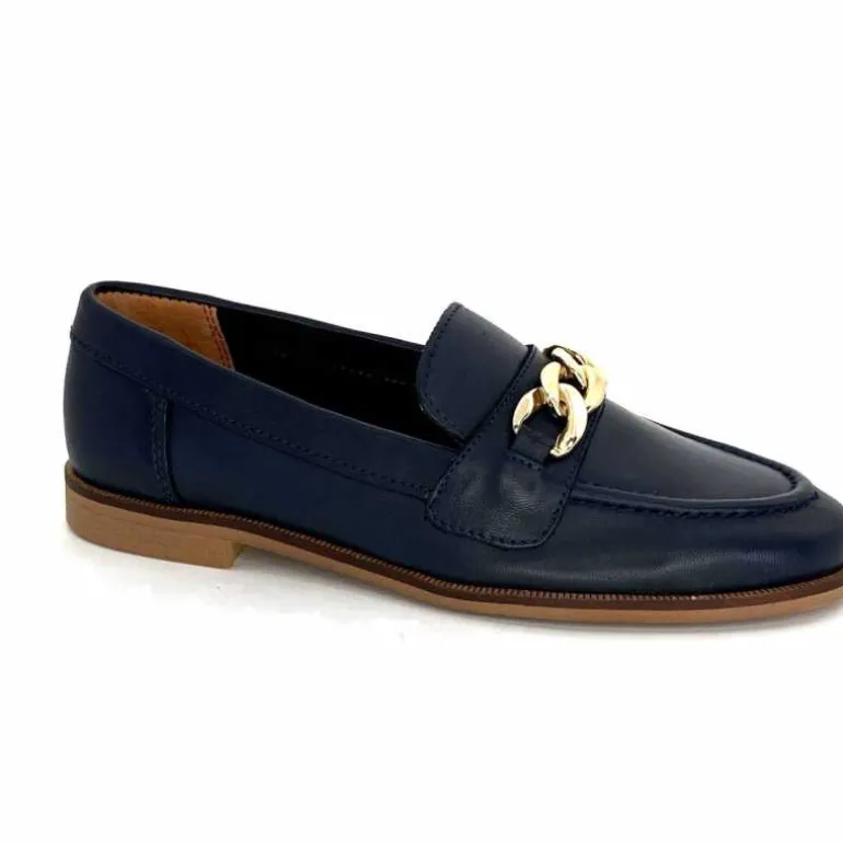 Ivoire0209b Mocassins Ivoire 12779 Cuir Bleu Marine Sale