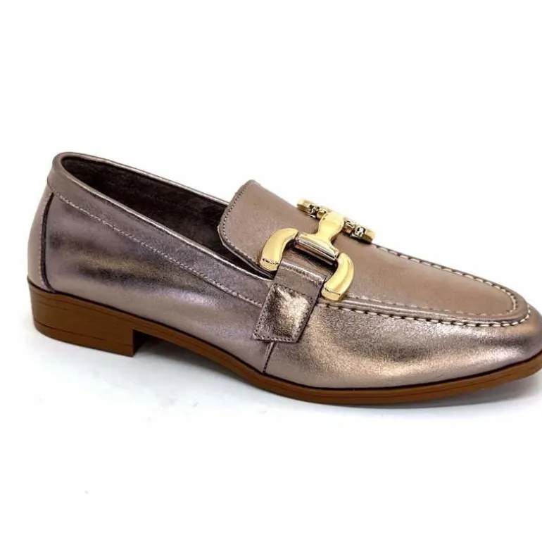 382-ivoire Mocassins Ivoire 30303 Cuir Métal Bronze Shop
