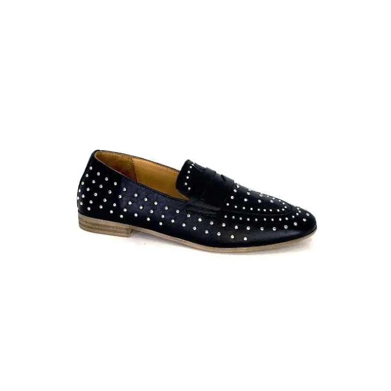 Ivoire0401a Mocassins Ivoire 500.1000 Cuir Noir New