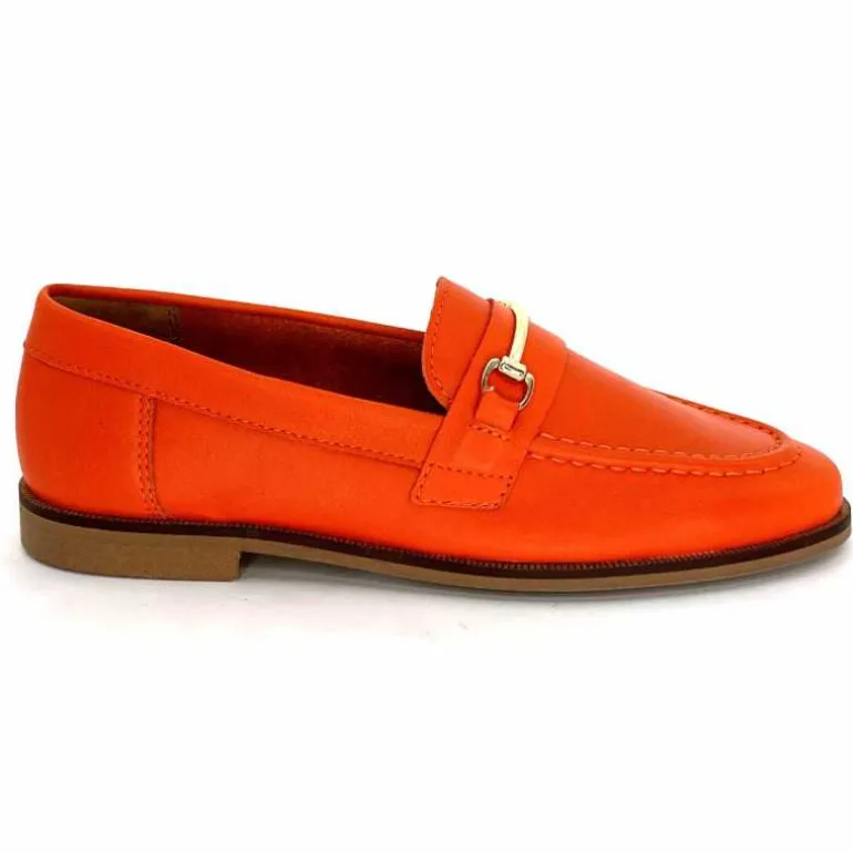 Ivoire0209b Mocassins Ivoire 12646 Cuir Orange Outlet