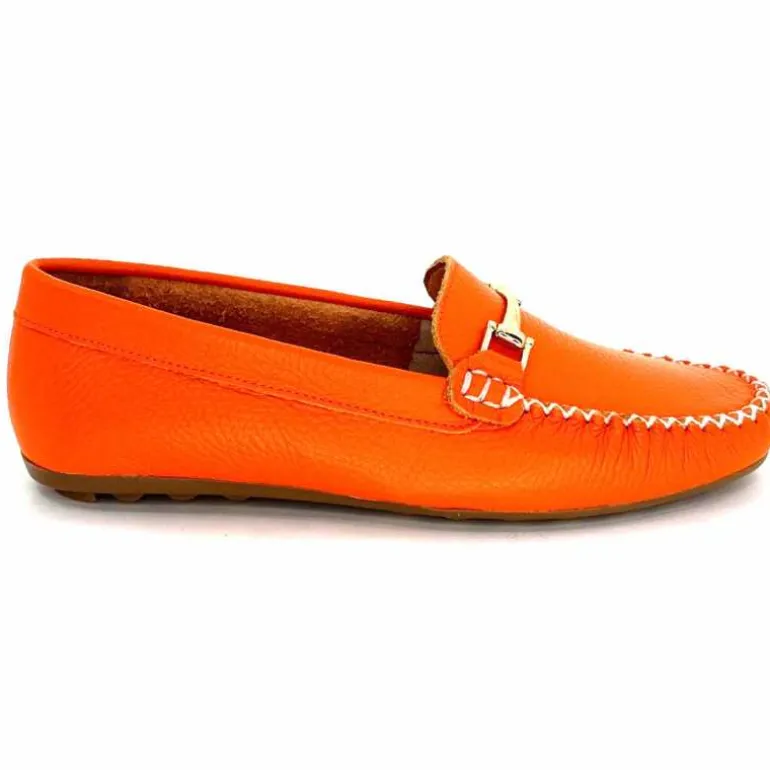 Ivoire0209b Mocassins Ivoire 12052 Cuir Orange Flash Sale