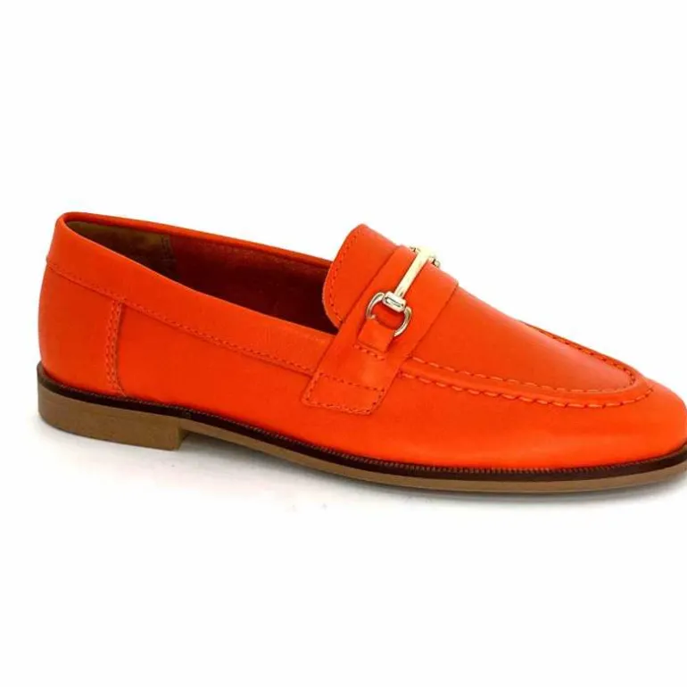 Ivoire0209b Mocassins Ivoire 12646 Cuir Orange Outlet