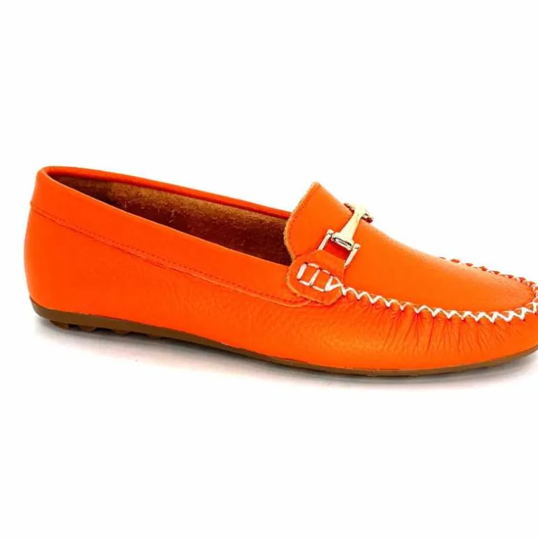 Ivoire0209b Mocassins Ivoire 12052 Cuir Orange Flash Sale