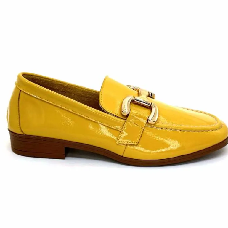 382-ivoire Mocassins Ivoire 30303 Cuir Vernis Jaune Flash Sale