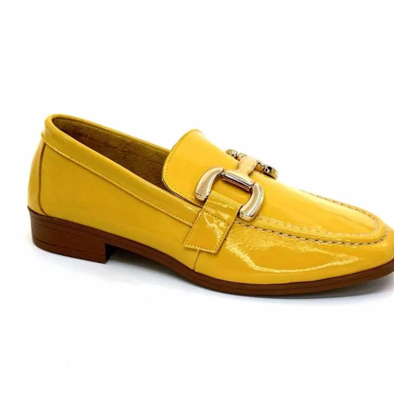 382-ivoire Mocassins Ivoire 30303 Cuir Vernis Jaune Flash Sale