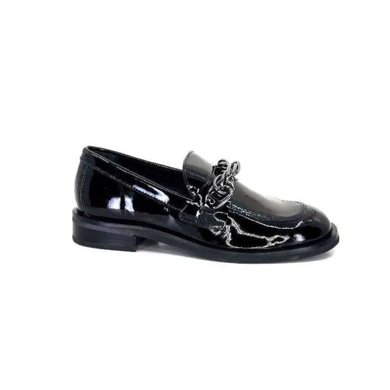 Ivoire0236a Mocassins Ivoire 77502 Falconi Cuir Vernis Noir Shop