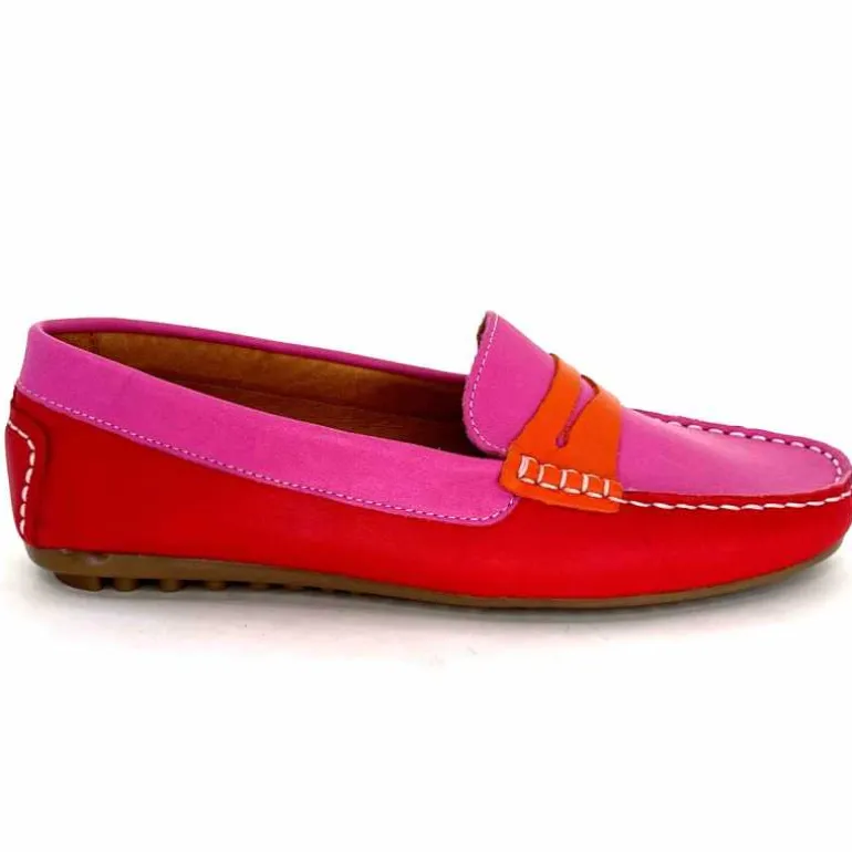 Ivoire0209b Mocassins Ivoire 10322 Sauvage Cuir Rouge Orange Rose Online