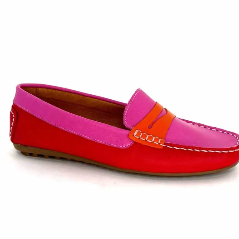 Ivoire0209b Mocassins Ivoire 10322 Sauvage Cuir Rouge Orange Rose Online