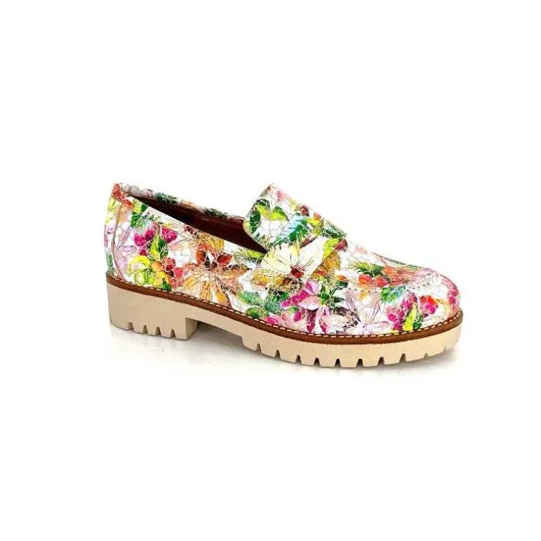 Ivoire0036a Mocassins Ivoire Cv5608 Cuir Imprimé Multicolore Fashion