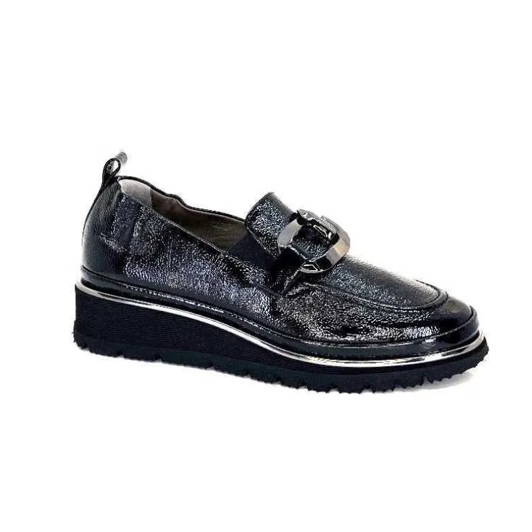 XSA Mocassins Léger 9921 Cuir Vernis Noir Outlet