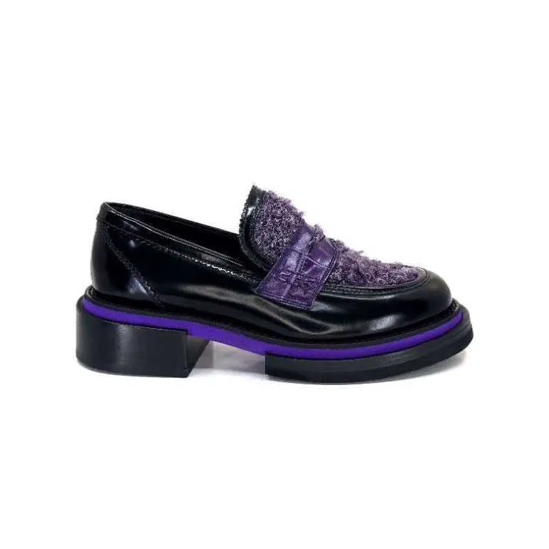 Pertini Mocassins 32416 D7 Cuir Violet Noir Flash Sale