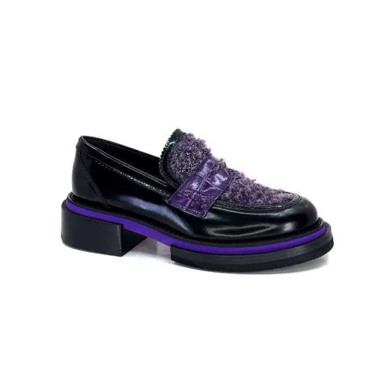 Pertini Mocassins 32416 D7 Cuir Violet Noir Flash Sale