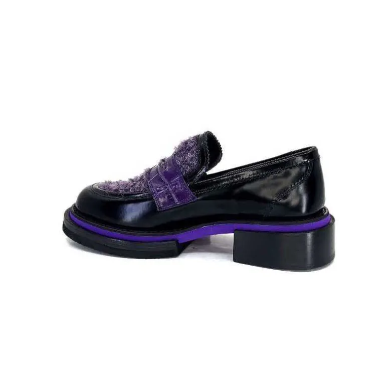 mocassins_pertini__d_cuir_noir_violet_13.webp Pertini Mocassins 32416 D7 Cuir Violet Noir Flash Sale