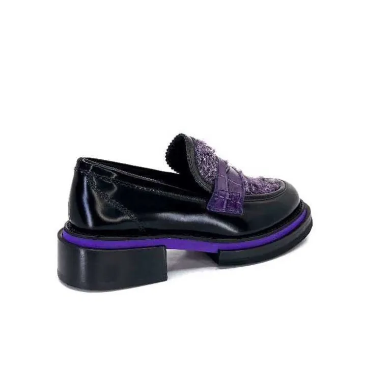 mocassins_pertini__d_cuir_noir_violet_22.webp Pertini Mocassins 32416 D7 Cuir Violet Noir Flash Sale