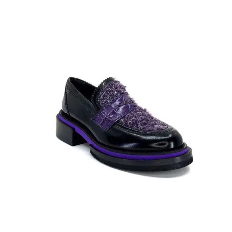 mocassins_pertini__d_cuir_noir_violet_3.webp Pertini Mocassins 32416 D7 Cuir Violet Noir Flash Sale