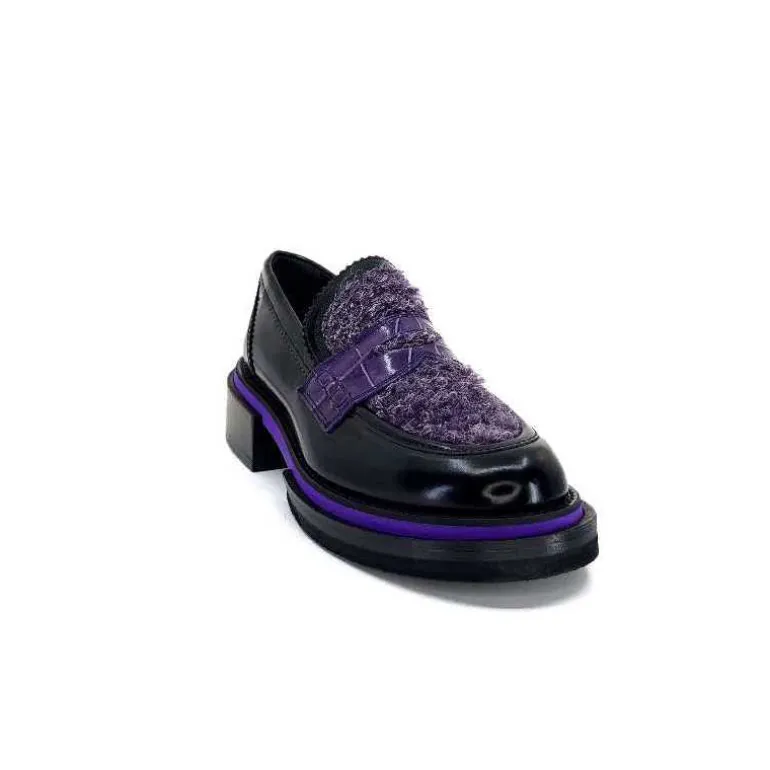 mocassins_pertini__d_cuir_noir_violet_4.webp Pertini Mocassins 32416 D7 Cuir Violet Noir Flash Sale
