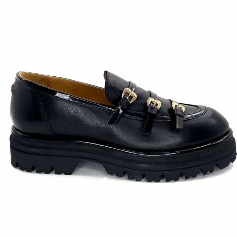 GioPiu Mocassins Plateforme Mia 01 Cuir Noir Sale