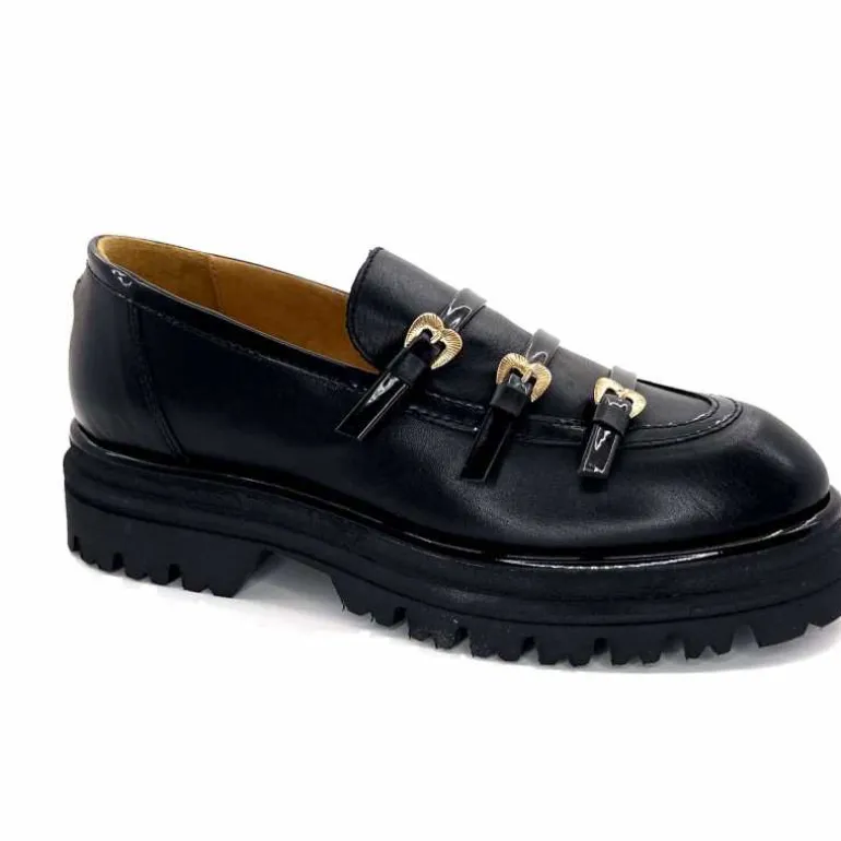 GioPiu Mocassins Plateforme Mia 01 Cuir Noir Sale