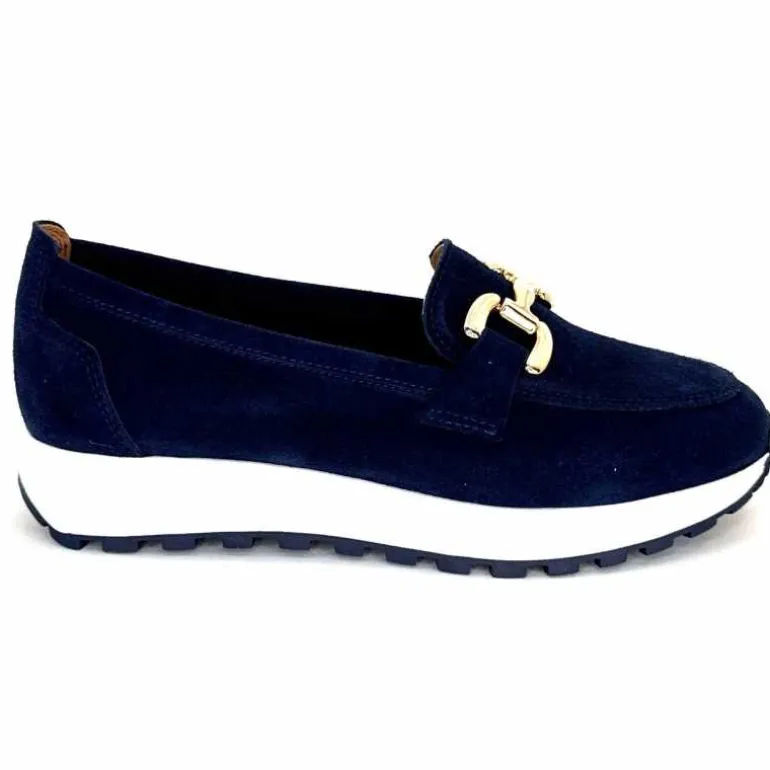 Ivoire0209b Mocassins Plateforme Ivoire 12875 Daim Bleu Marine Fashion