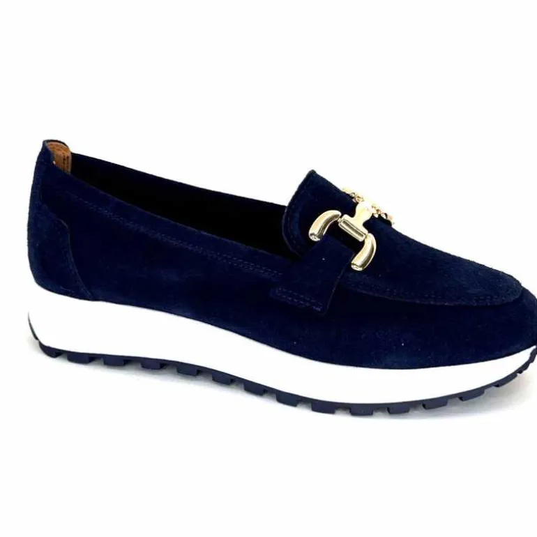 Ivoire0209b Mocassins Plateforme Ivoire 12875 Daim Bleu Marine Fashion