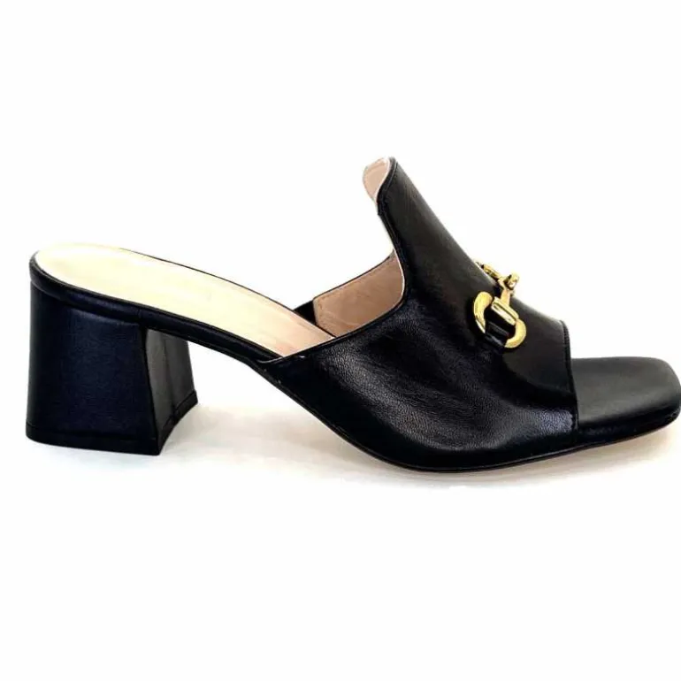 Ivoire0352 Mules à Talon Ivoire K166 Caraibi2 Cuir Noir Fashion