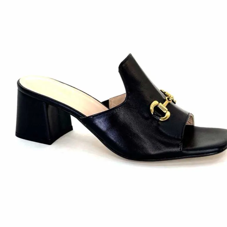 Ivoire0352 Mules à Talon Ivoire K166 Caraibi2 Cuir Noir Fashion