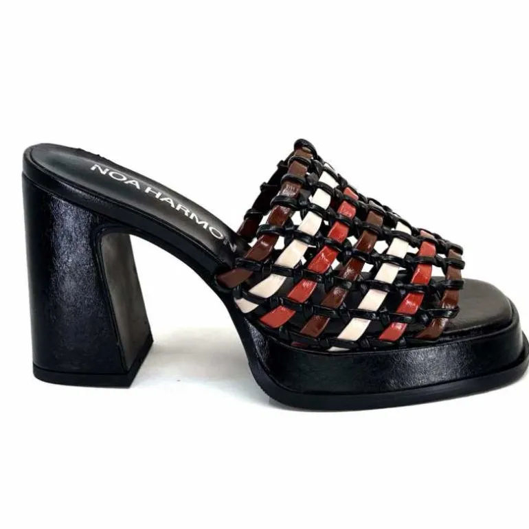 noa harmon Mules à Talon 9711 M06 Cuir Multicolore Noir Sale
