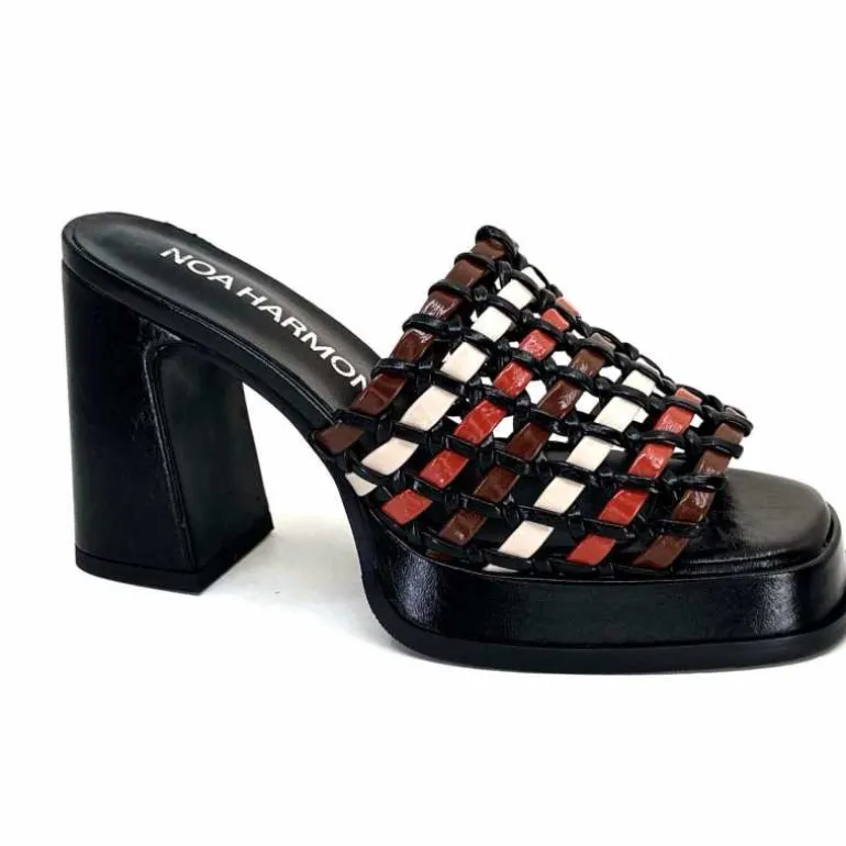noa harmon Mules à Talon 9711 M06 Cuir Multicolore Noir Sale