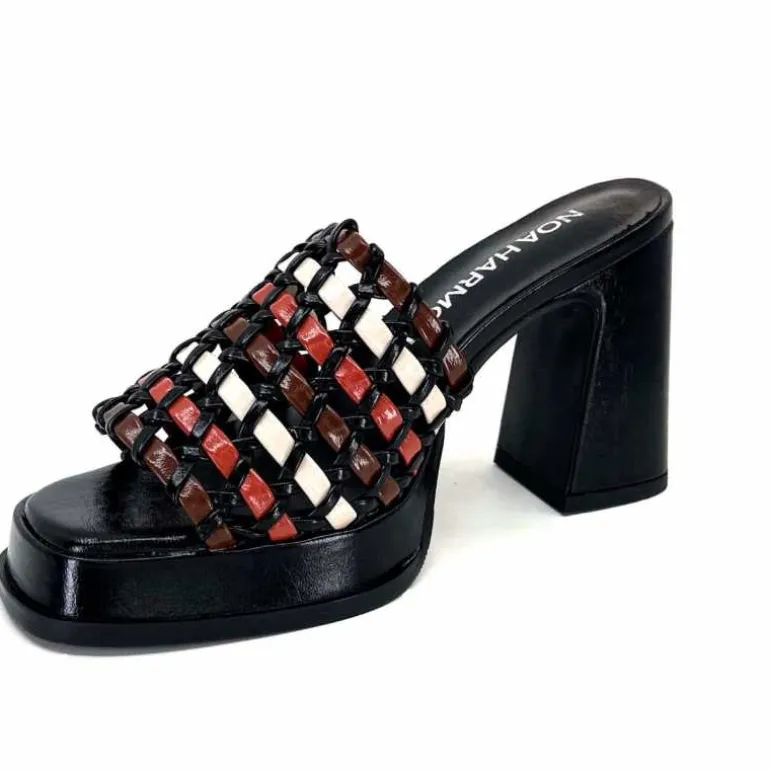 noa harmon Mules à Talon 9711 M06 Cuir Multicolore Noir Sale
