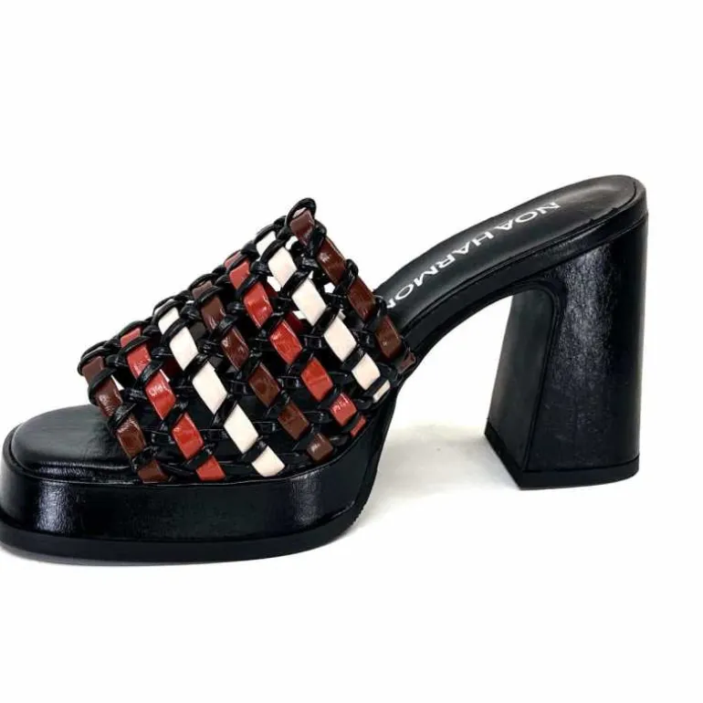 noa harmon Mules à Talon 9711 M06 Cuir Multicolore Noir Sale