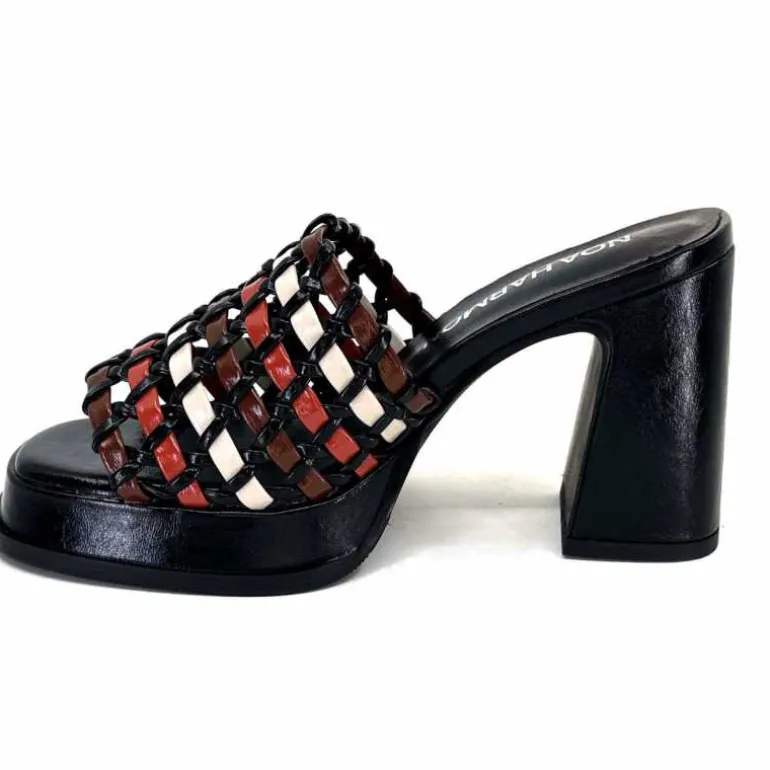 noa harmon Mules à Talon 9711 M06 Cuir Multicolore Noir Sale