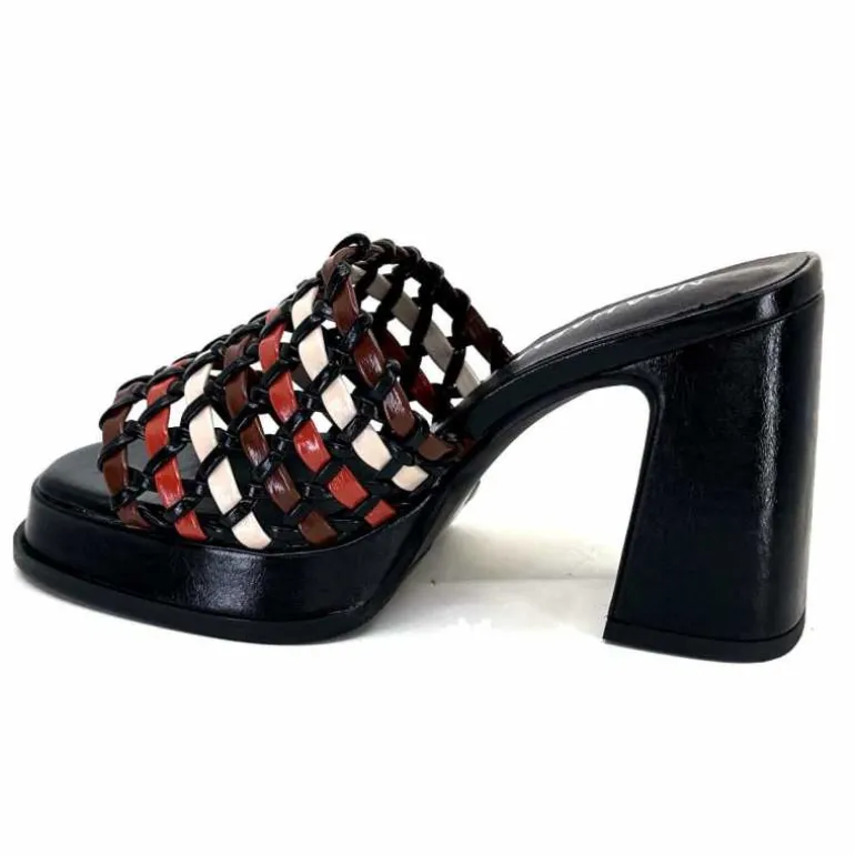 noa harmon Mules à Talon 9711 M06 Cuir Multicolore Noir Sale