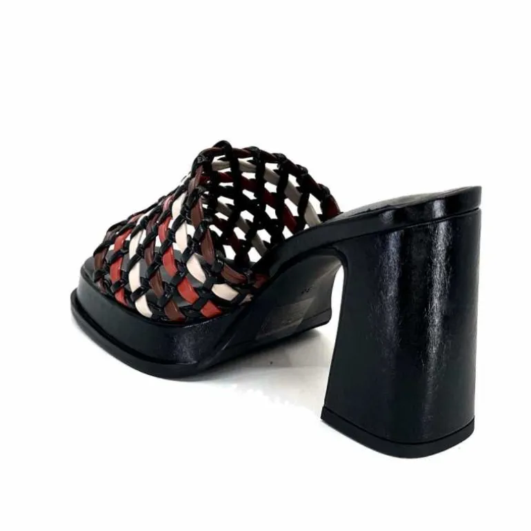 noa harmon Mules à Talon 9711 M06 Cuir Multicolore Noir Sale
