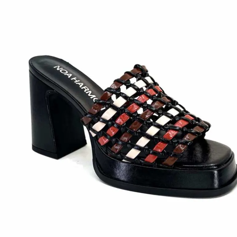 noa harmon Mules à Talon 9711 M06 Cuir Multicolore Noir Sale