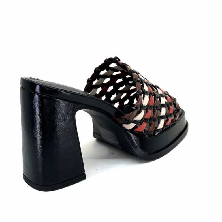 noa harmon Mules à Talon 9711 M06 Cuir Multicolore Noir Sale