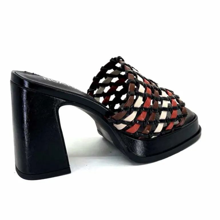 noa harmon Mules à Talon 9711 M06 Cuir Multicolore Noir Sale