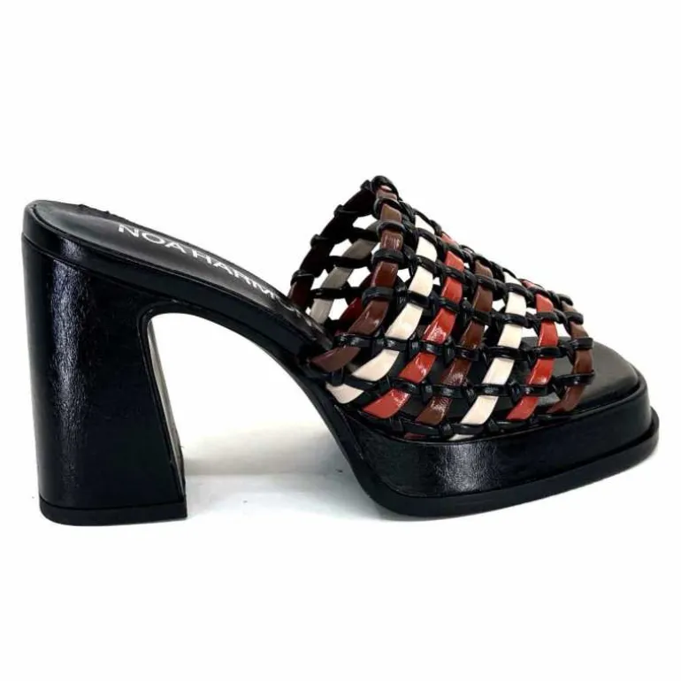 noa harmon Mules à Talon 9711 M06 Cuir Multicolore Noir Sale