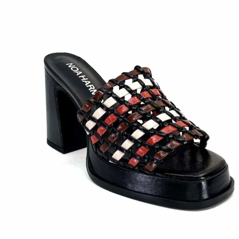 noa harmon Mules à Talon 9711 M06 Cuir Multicolore Noir Sale