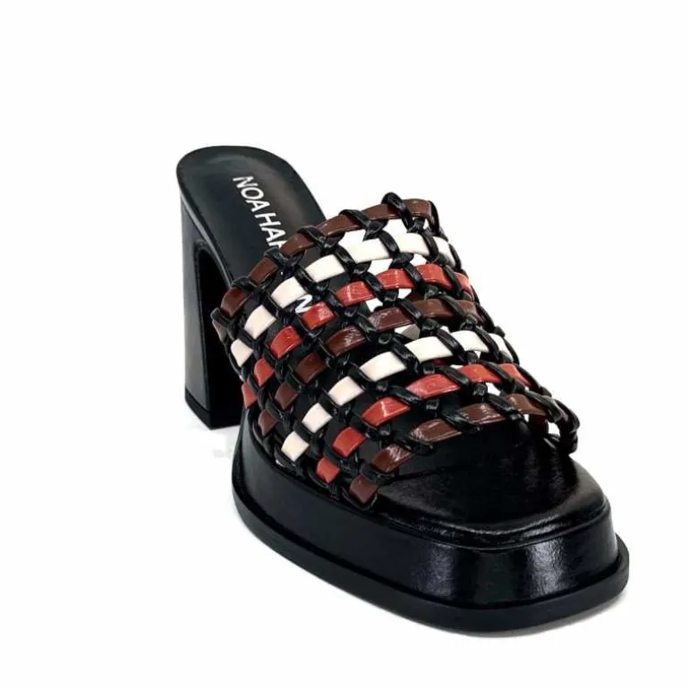 noa harmon Mules à Talon 9711 M06 Cuir Multicolore Noir Sale