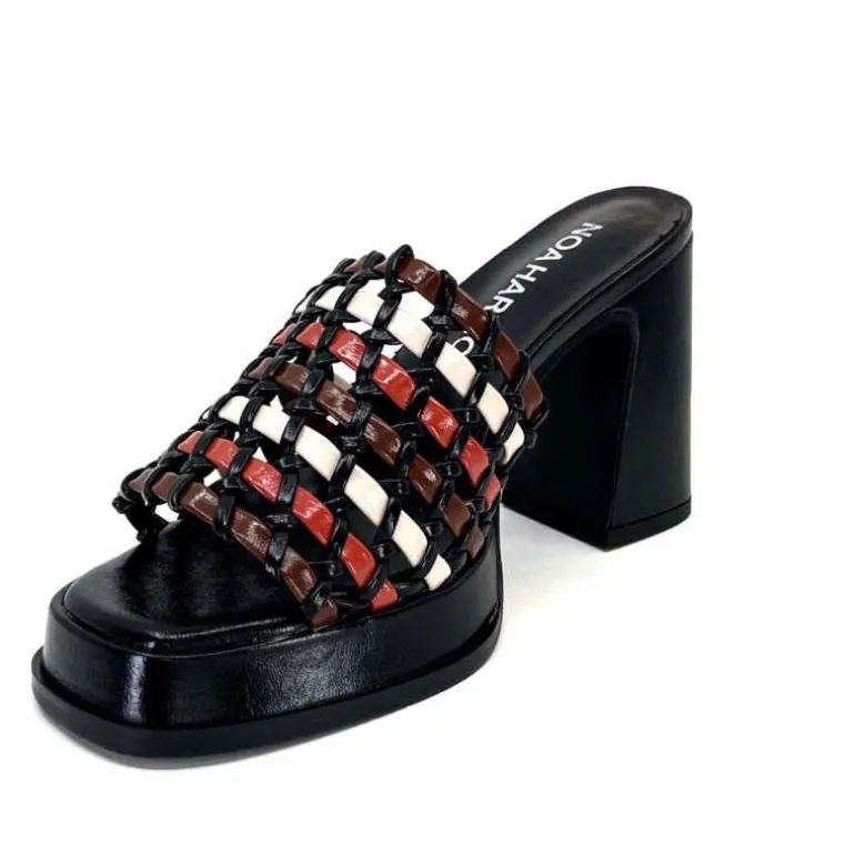 noa harmon Mules à Talon 9711 M06 Cuir Multicolore Noir Sale