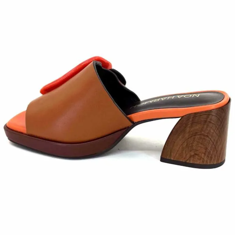 noa harmon Mules à Talon 9678m07 Cuir Multi Orange Marron Flash Sale