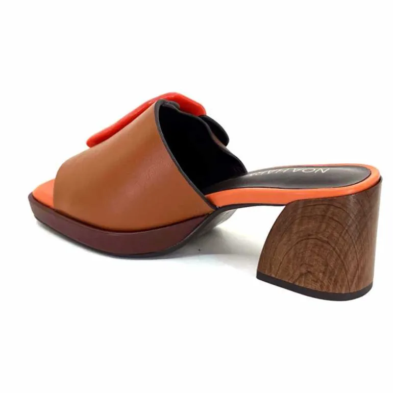 noa harmon Mules à Talon 9678m07 Cuir Multi Orange Marron Flash Sale